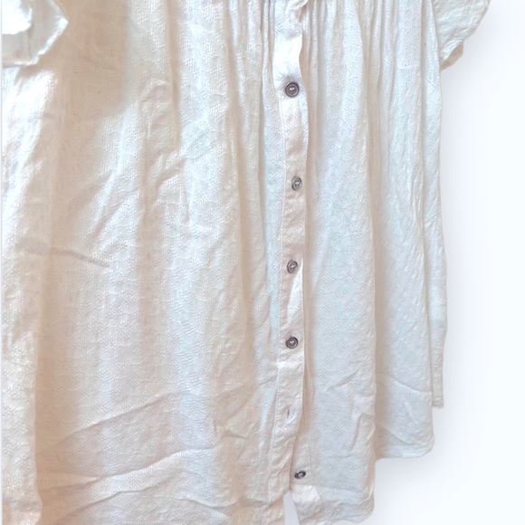 ADDITION ELLE - Off The Shoulder, Cold Shoulder, Button-Up White Ruffle Blouse - Picture 5 of 8